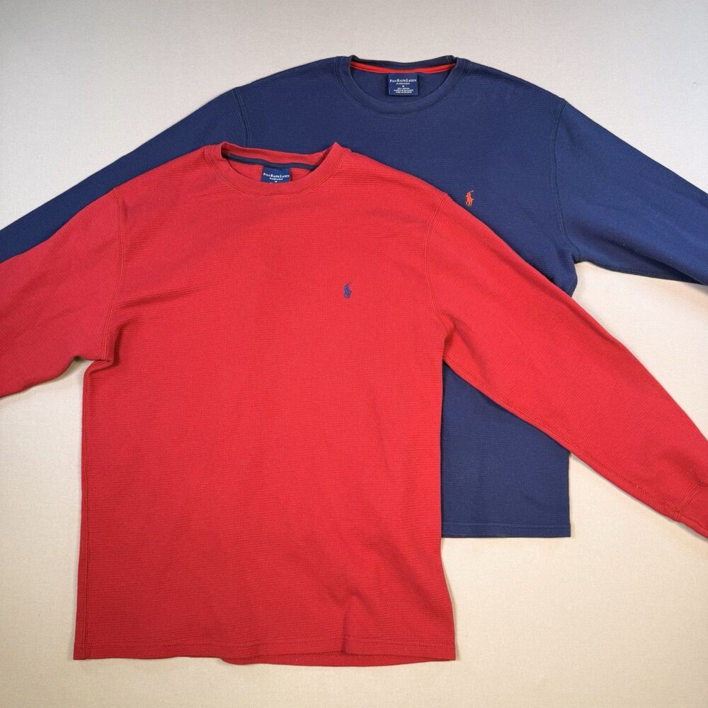 Men’s Polo Ralph Lauren Red and Blue Henley Size Medium 2-Pack